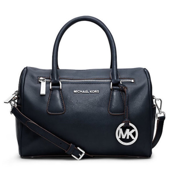 Michael Kors Sophie Large Top-Zip Leather Satchel $378 Navy #065 NWT - Picture 1 of 5